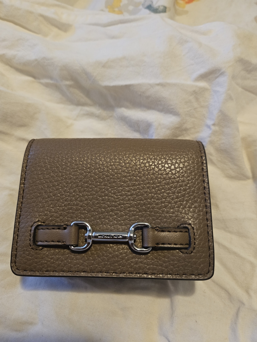 Michal Kors Pebbled Leather Wallet with Silver Bit Hardware
